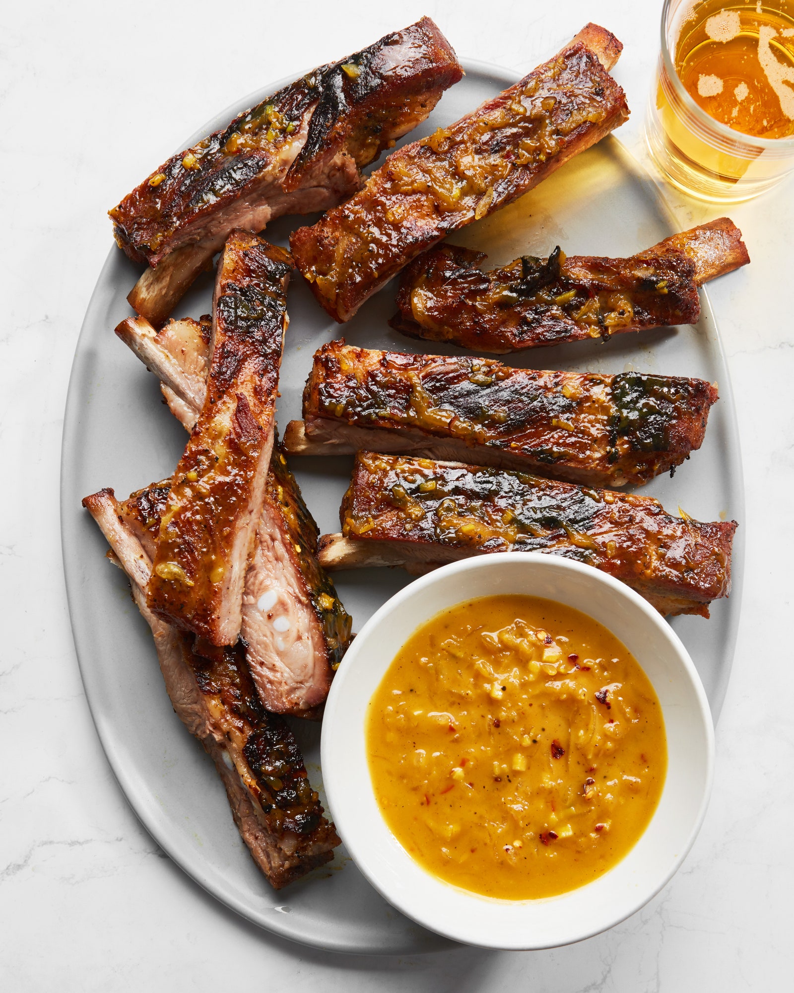 Photo of Ginger Ale Mustard Barbeque Sauce with Grilled Pork Spareribs